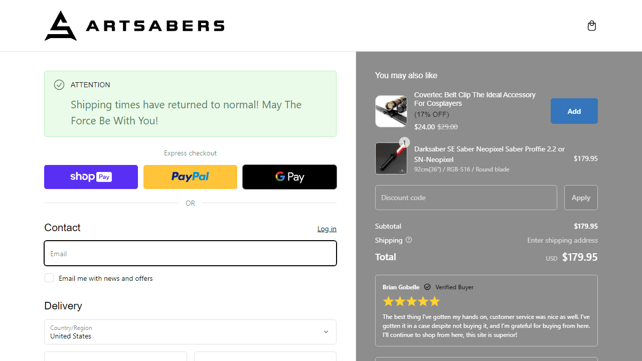 How to apply Artsabers coupon code